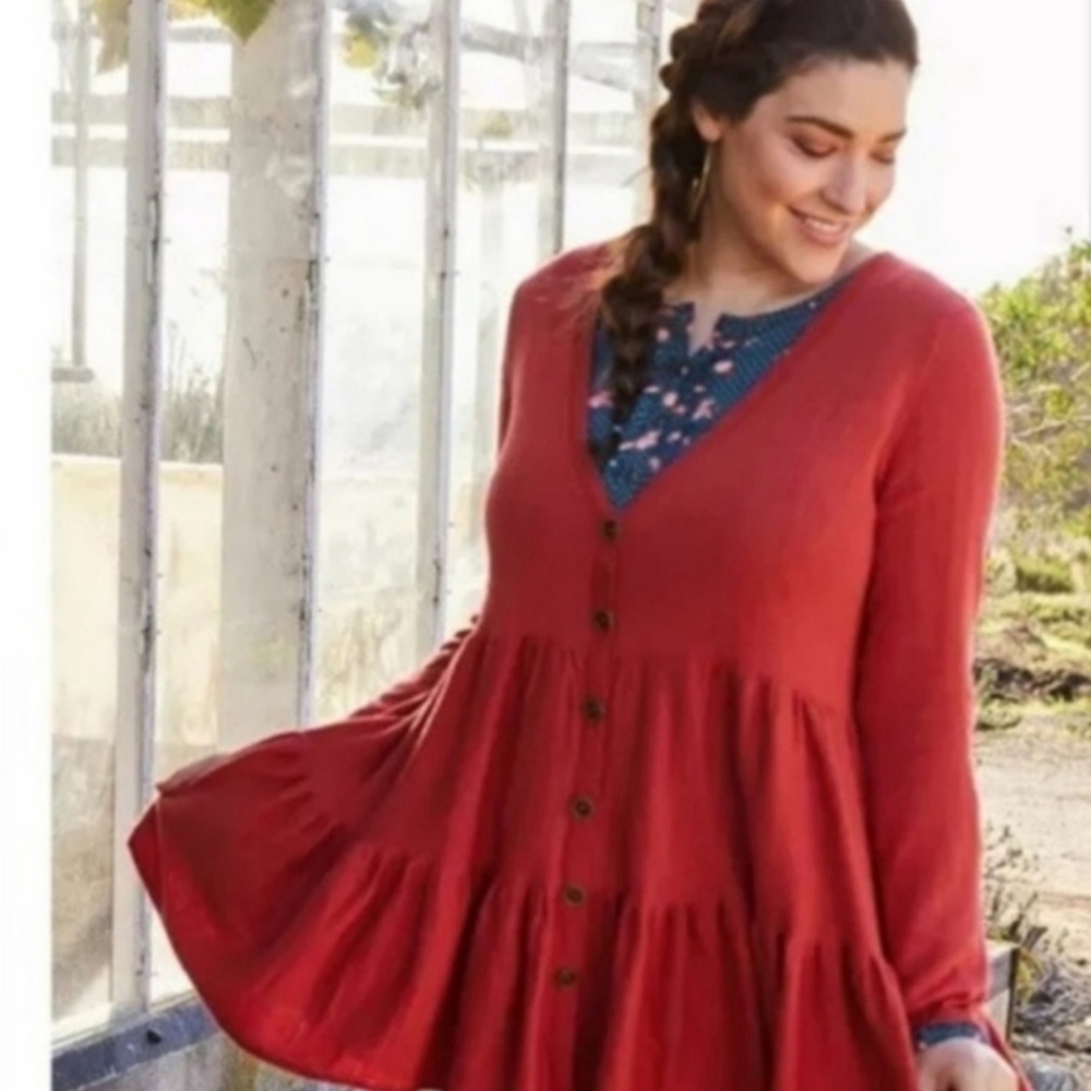 Women's Matilda Jane Love Me Tender Red Cardigan Sweater Size Medium Boho Casual